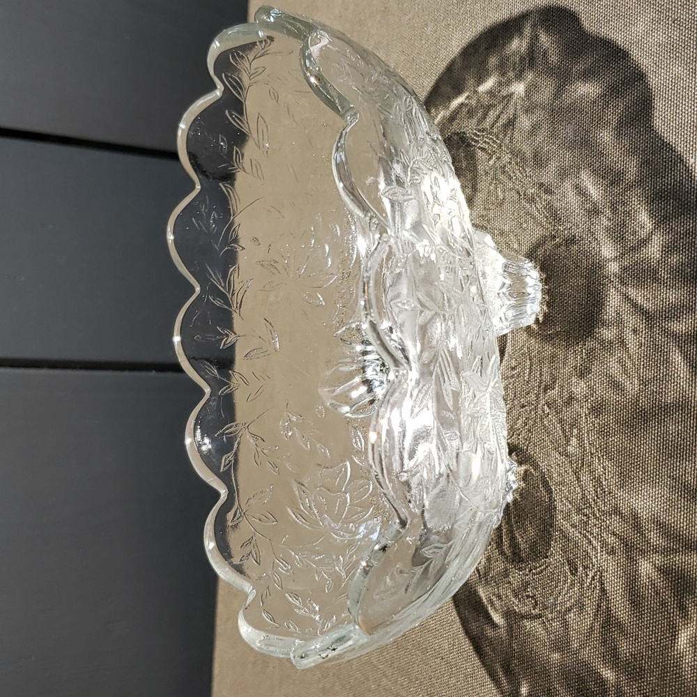 Jeannette glass etched mini fruit bowl vtg